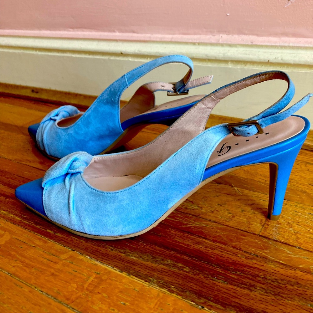 Italian blue suede heels